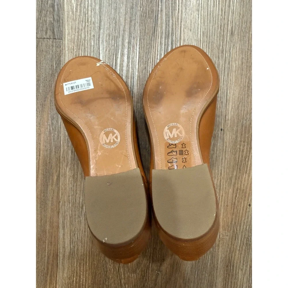 Michael Kors‎ Womens Leather Ankle Boots Tan Brown Chelsea Shaw flat bootie - Picture 8 of 10